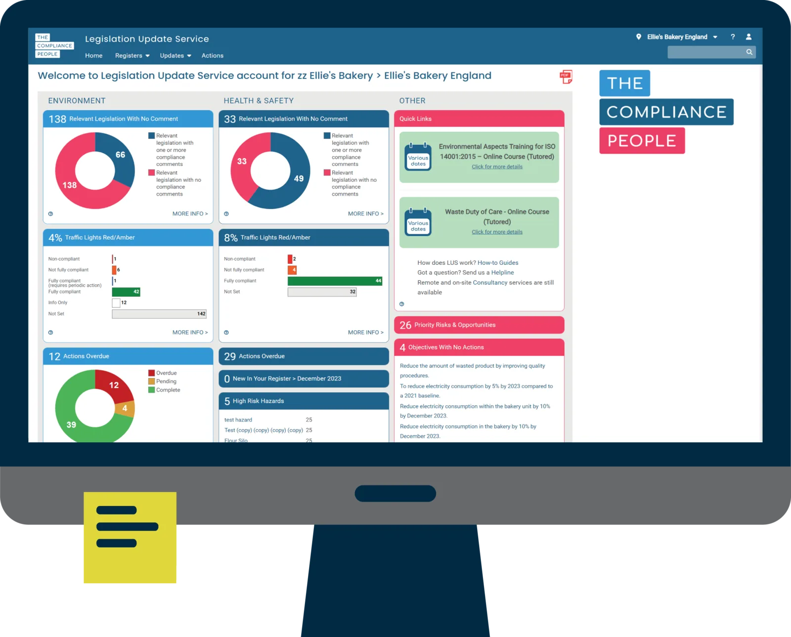 Legislation Update Service dashboard shown on a desktop monitor